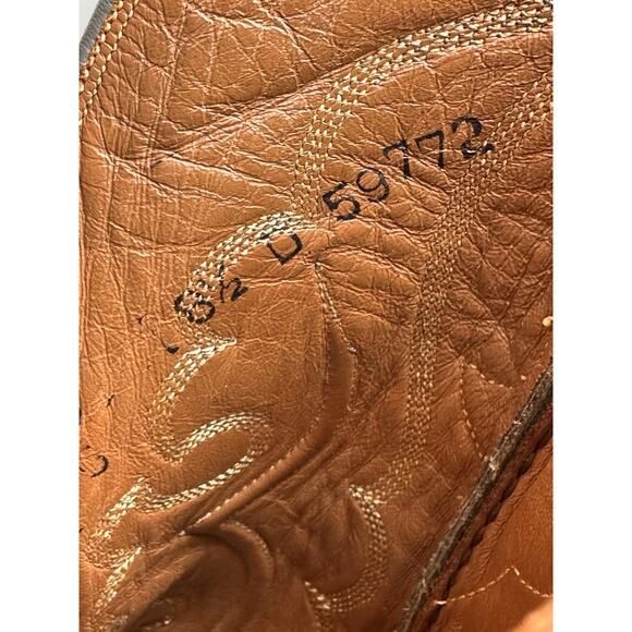 Lucchese Vtg 90s Mens Ranch Hand Western Boots 8.5 D Anthracite Gray Leather USA - Picture 10 of 16